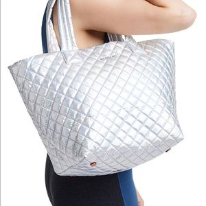 MZ Wallace Medium Metro Tote Holograph Silver